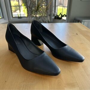 Franco Sarto Jesslyn Black Leather Block Heel Pump